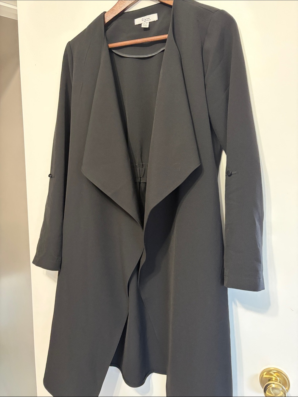 Cynthia Rowley Black Draped Open Front Blazer Jacket